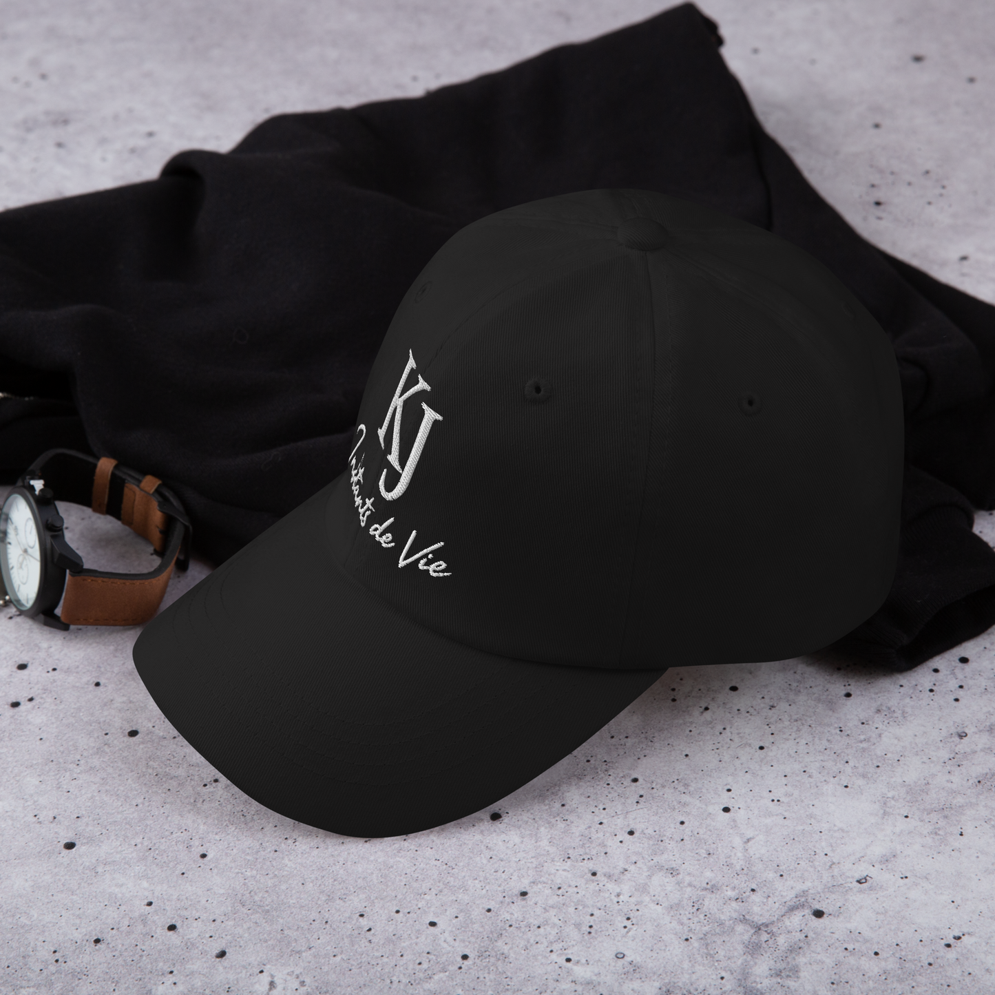 Casquette KJ instants de vie brodée noir