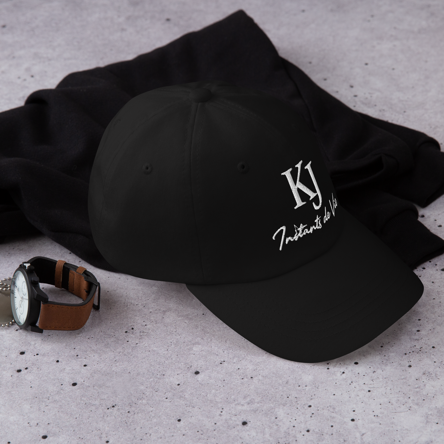 Casquette KJ instants de vie brodée noir