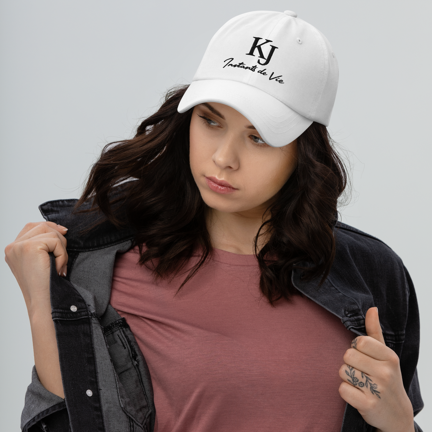 Casquette KJ instants de vie brodée blanche