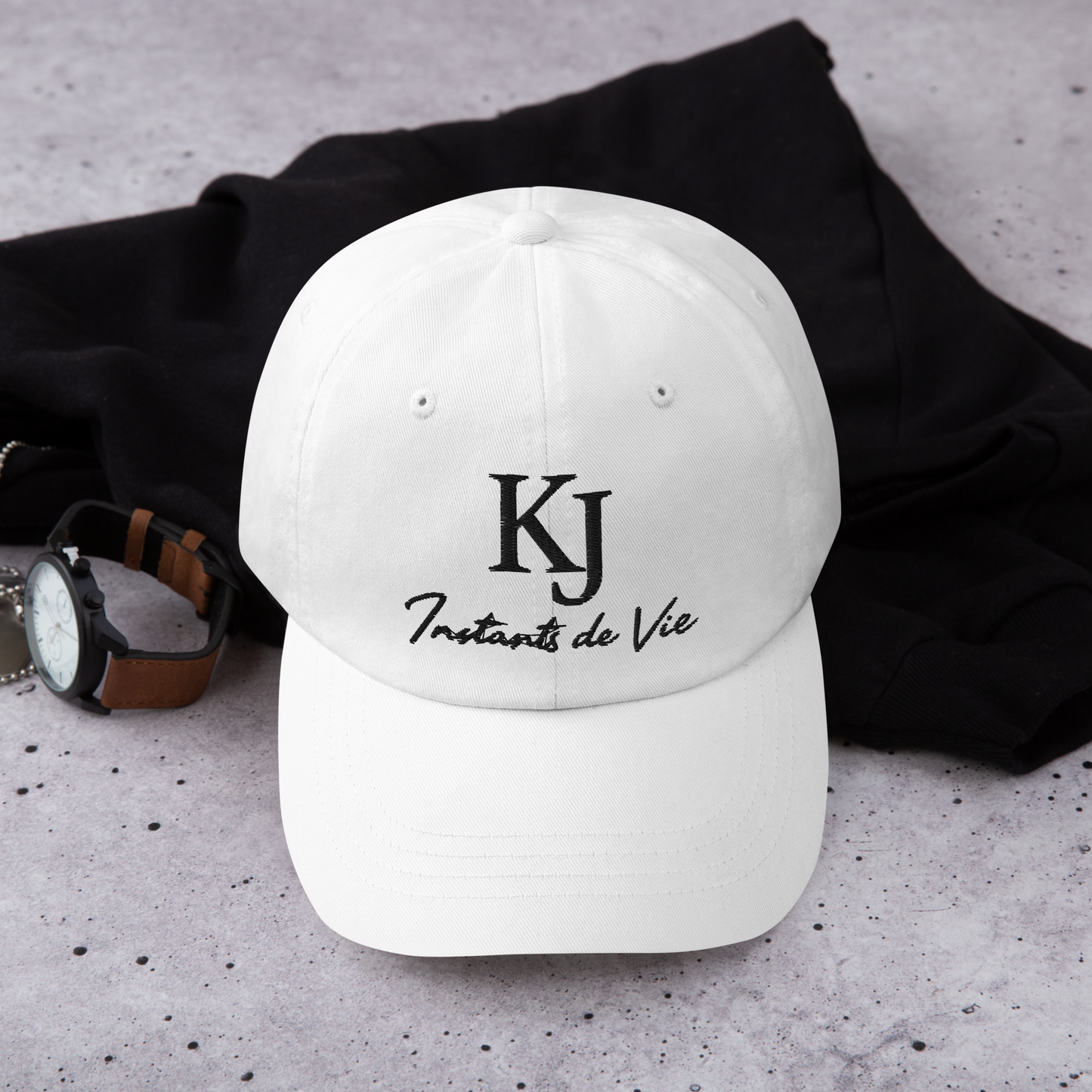 Casquette KJ instants de vie brodée blanche